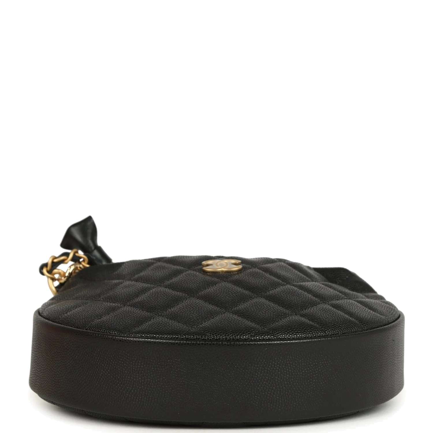 Chanel Mini Round Hobo Pouch Bag Black Shiny Caviar — фото 7