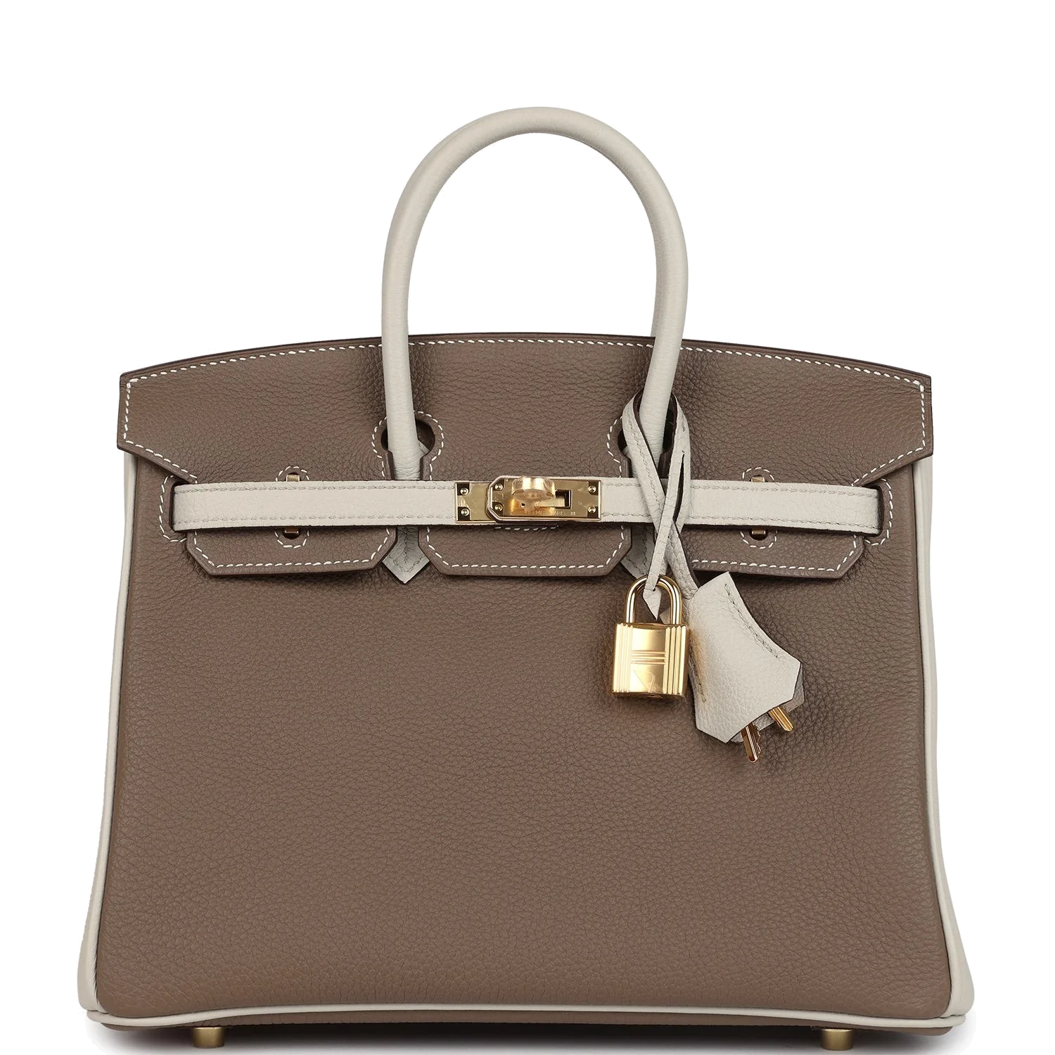 Hermes Special Order (HSS) Birkin 25 Etoupe and Craie Togo Gold Hardware Этуп — фото 2