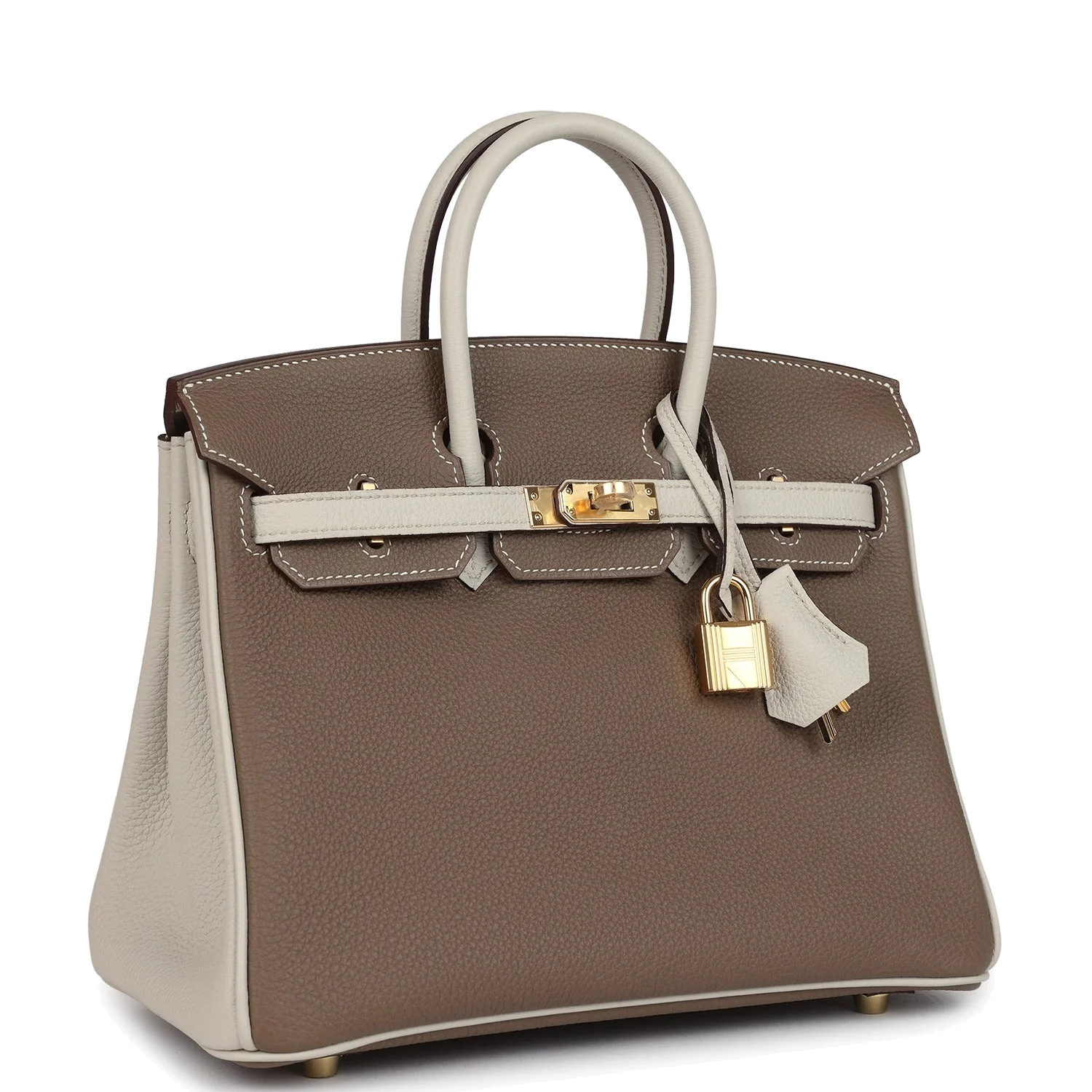 Hermes Special Order (HSS) Birkin 25 Etoupe and Craie Togo Gold Hardware Этуп — фото 3