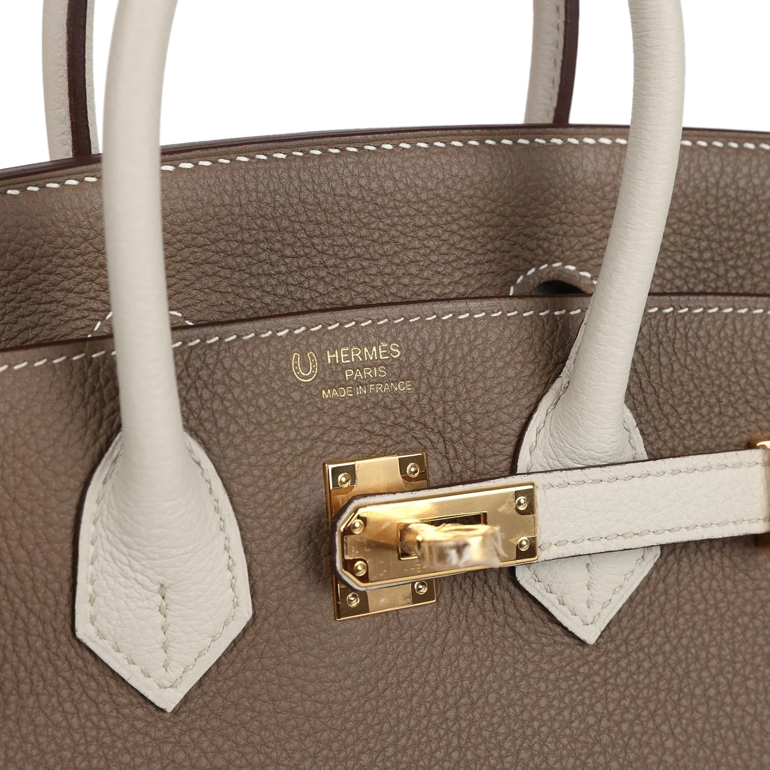 Hermes Special Order (HSS) Birkin 25 Etoupe and Craie Togo Gold Hardware Этуп — фото 8