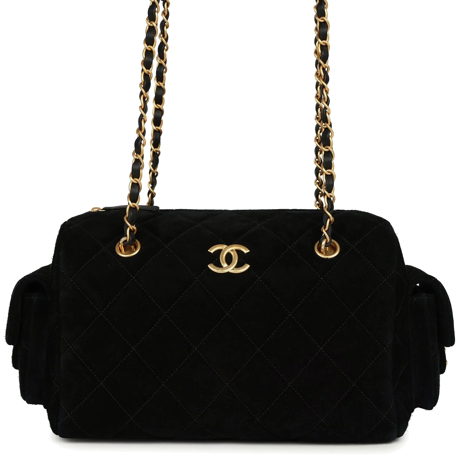 Chanel Small Bowling Bag Black Suede