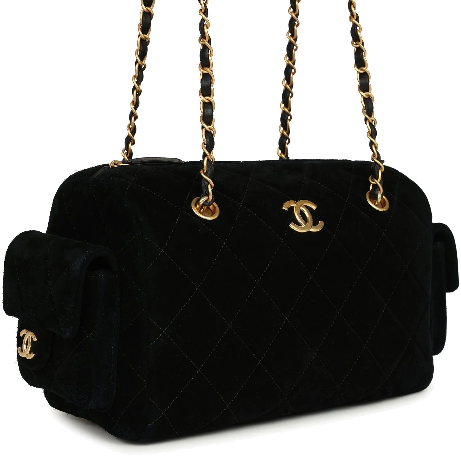 Chanel Small Bowling Bag Black Suede — фото 3