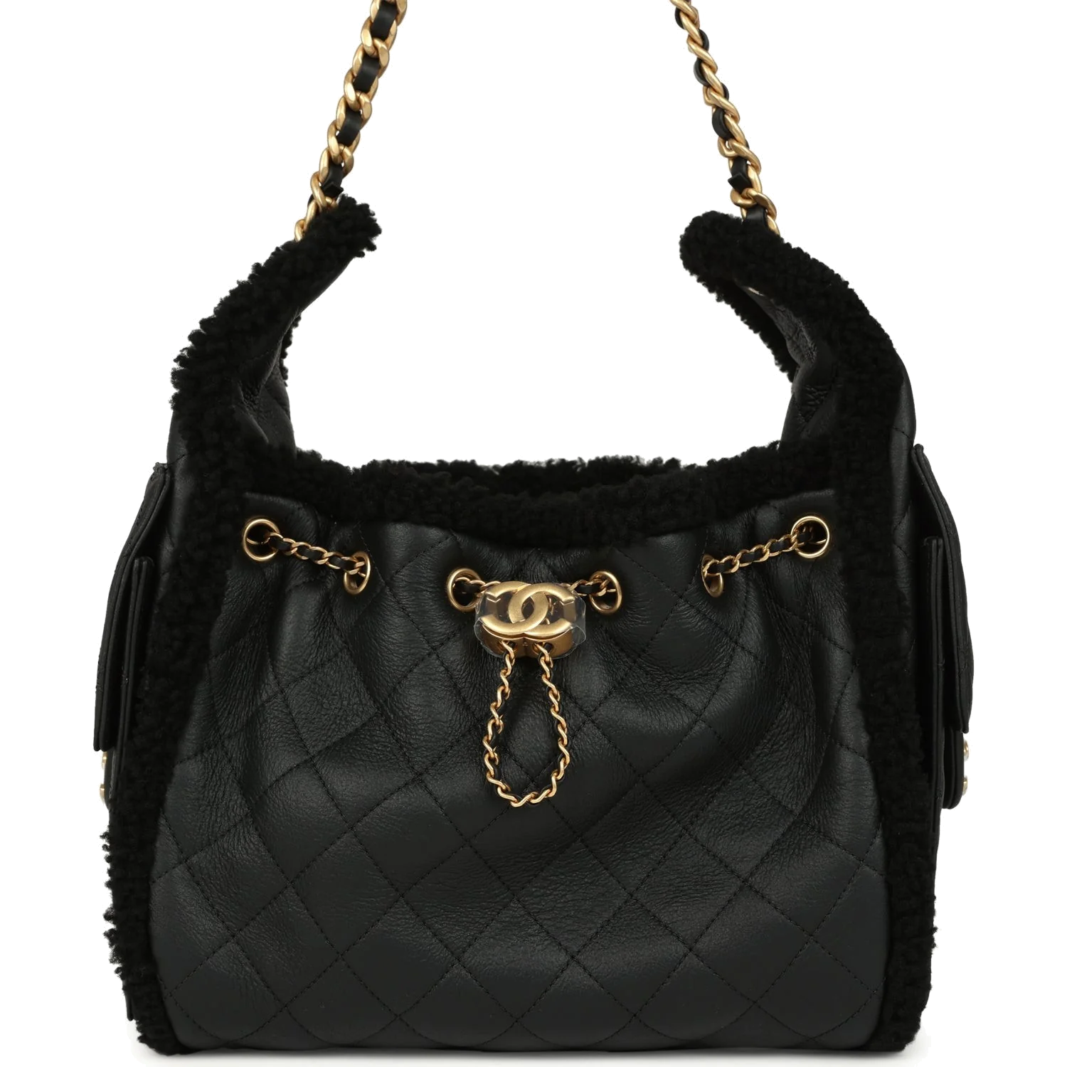 Chanel Small 25 Hobo Bag Black Crumpled Sheepskin and Shearling