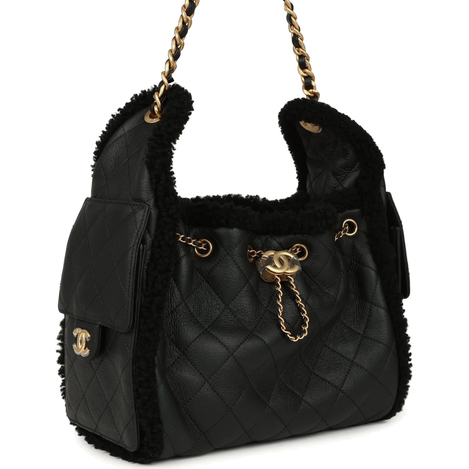Chanel Small 25 Hobo Bag Black Crumpled Sheepskin and Shearling — фото 3