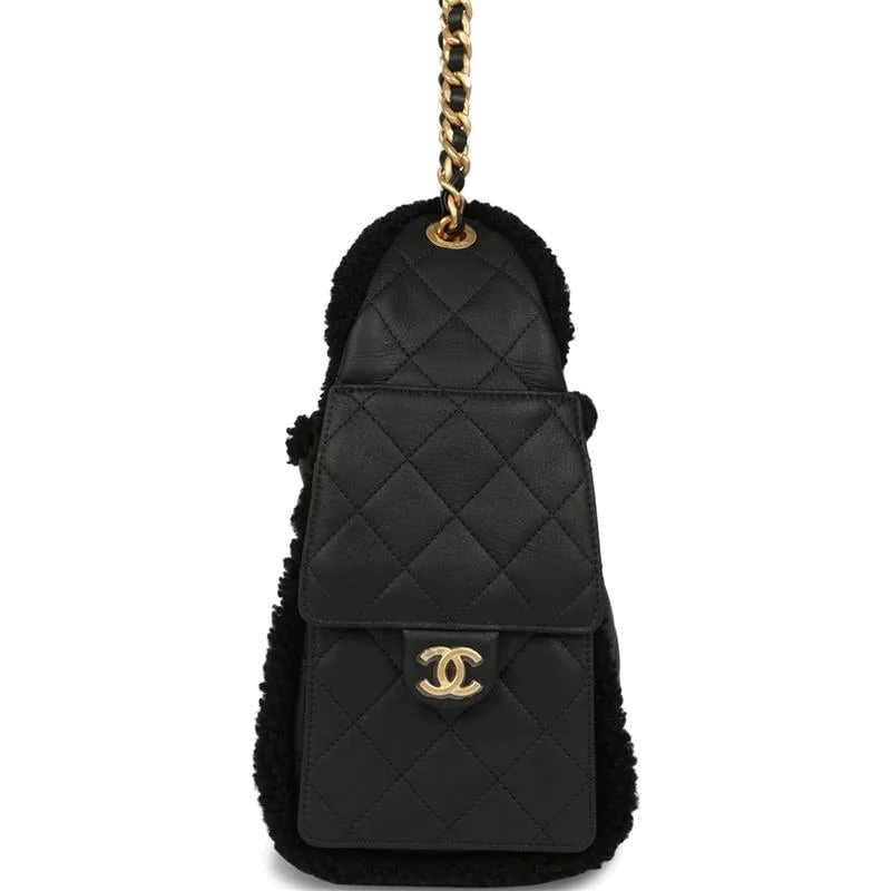Chanel Small 25 Hobo Bag Black Crumpled Sheepskin and Shearling — фото 4