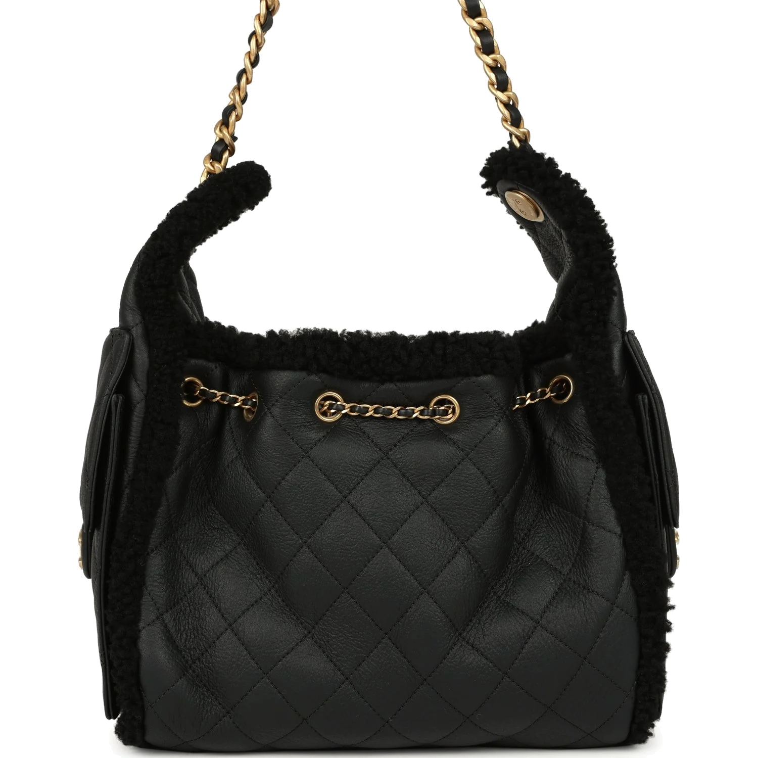Chanel Small 25 Hobo Bag Black Crumpled Sheepskin and Shearling — фото 5