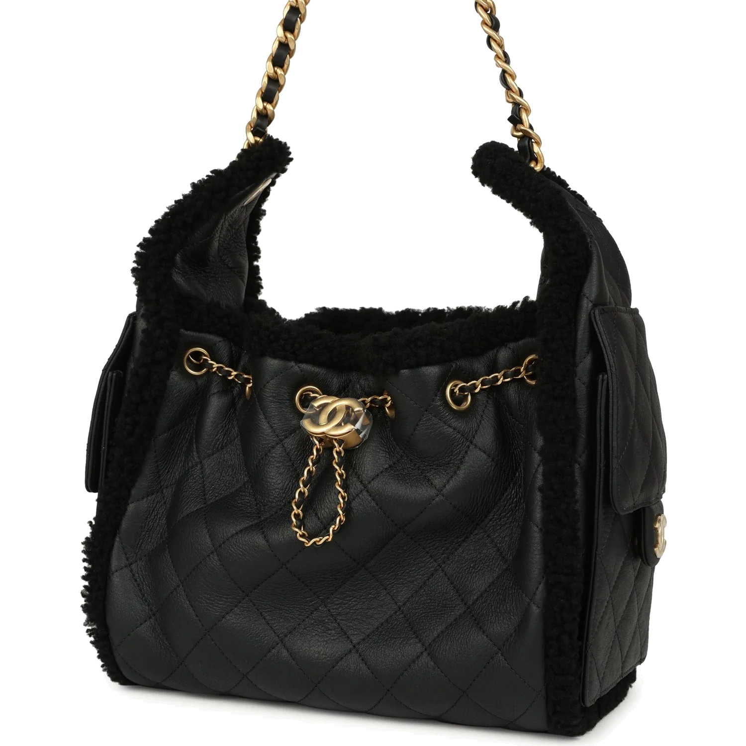 Chanel Small 25 Hobo Bag Black Crumpled Sheepskin and Shearling — фото 6