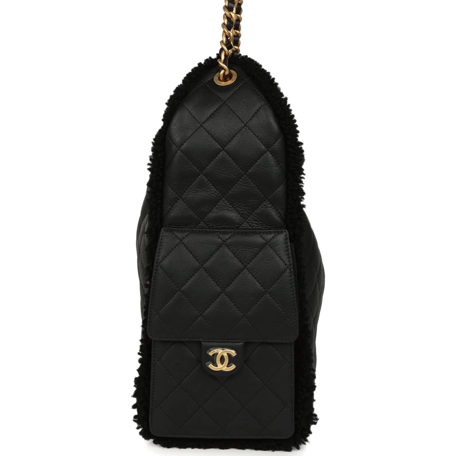 Chanel Medium 25 Hobo Bag Black Crumpled Sheepskin and Shearling — фото 5