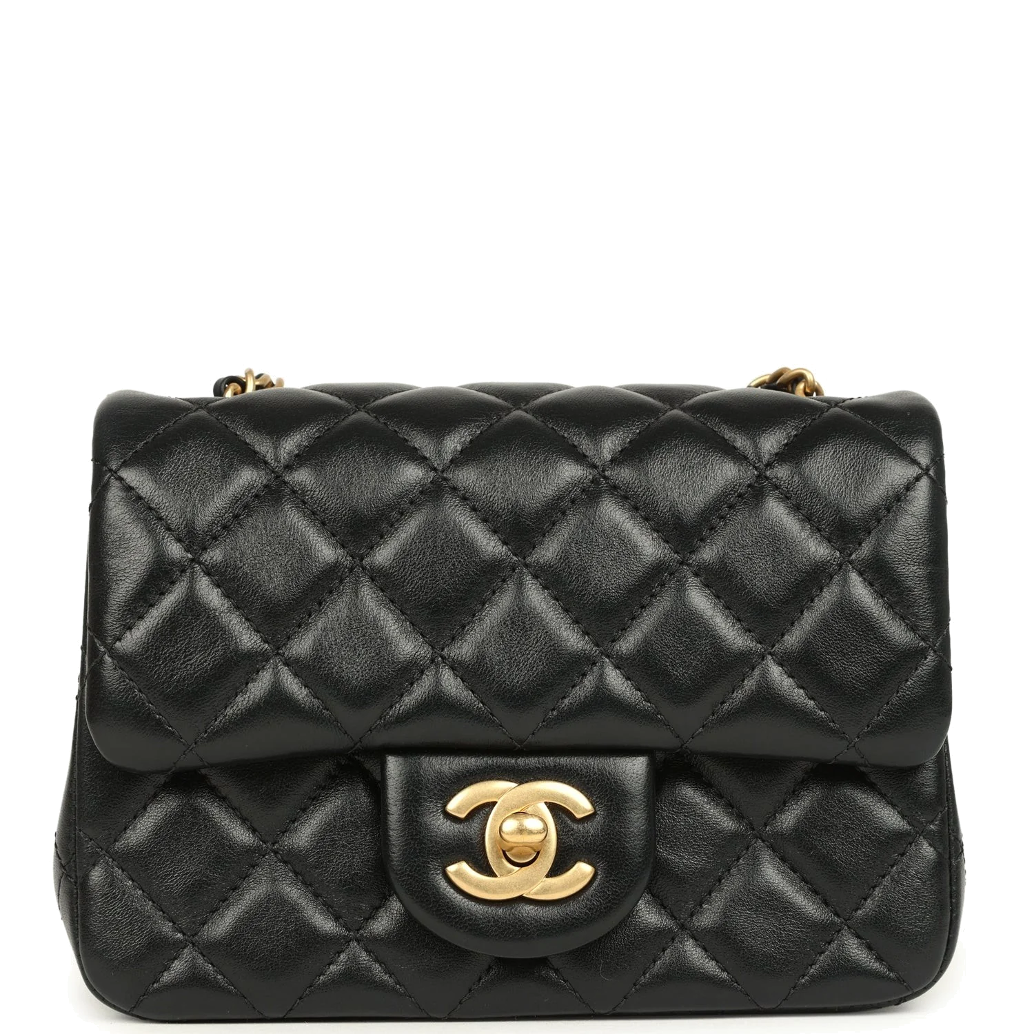 Chanel Mini Pearl Crush Square Flap Bag Black Shiny Lambskin — фото 2