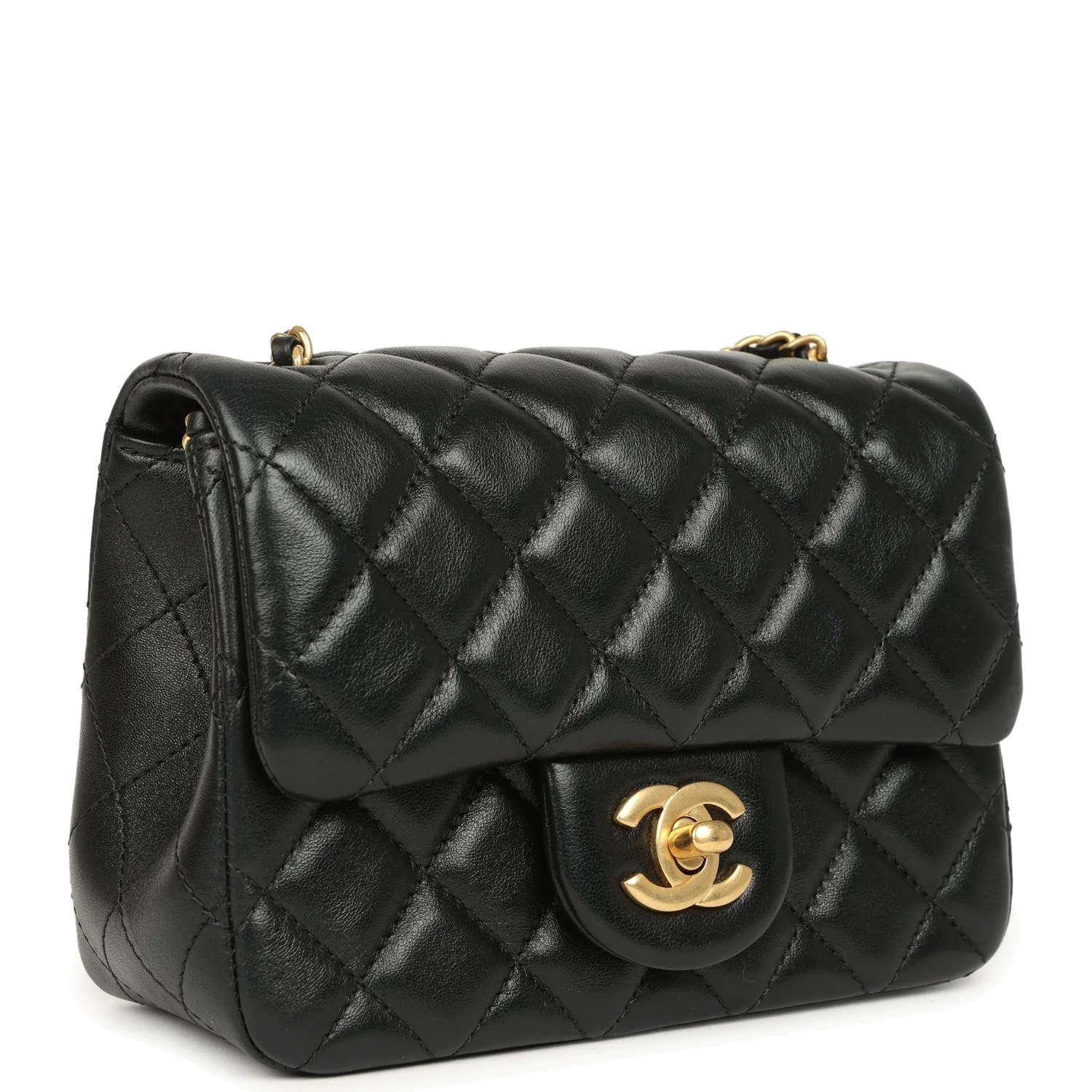 Chanel Mini Pearl Crush Square Flap Bag Black Shiny Lambskin — фото 3