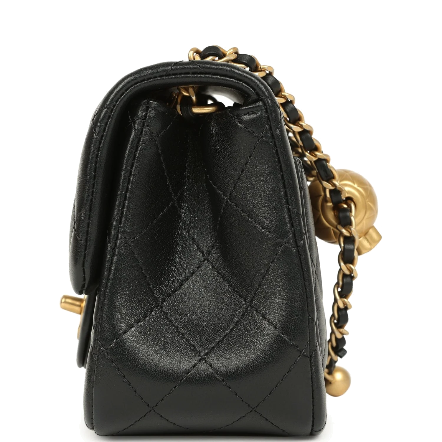 Chanel Mini Pearl Crush Square Flap Bag Black Shiny Lambskin — фото 4