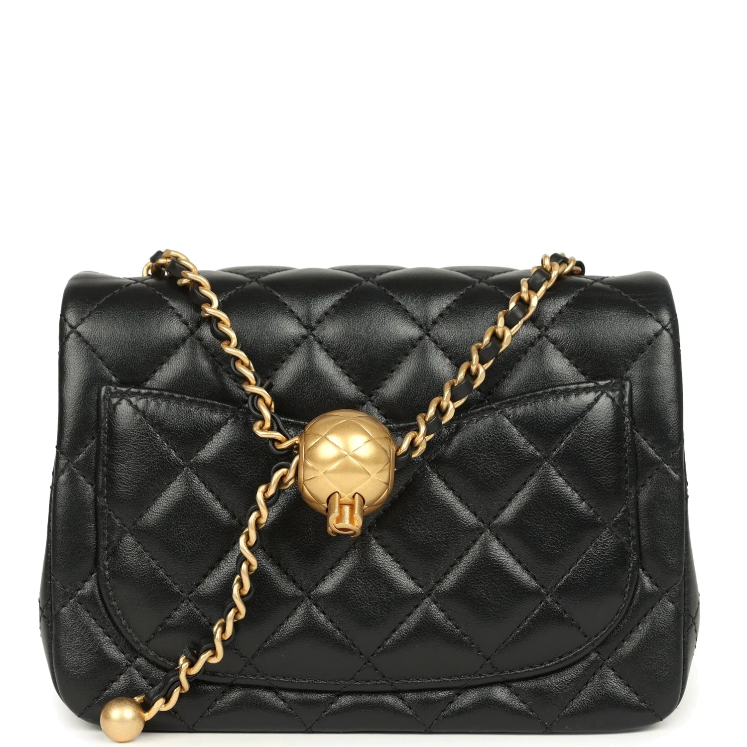 Chanel Mini Pearl Crush Square Flap Bag Black Shiny Lambskin — фото 5
