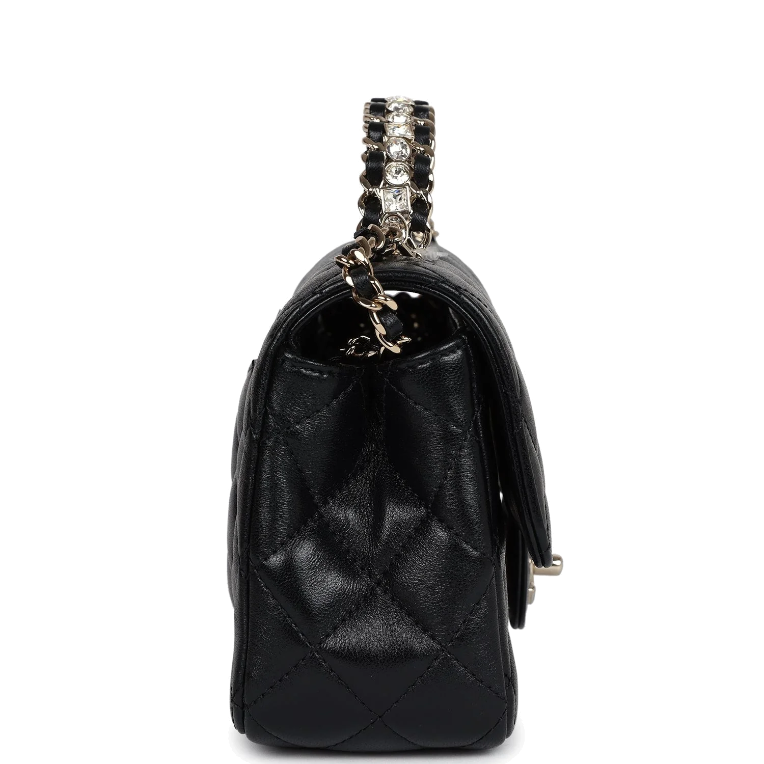 Chanel Mini Rectangular Crystal Top Handle Flap Bag Black Lambskin — фото 4