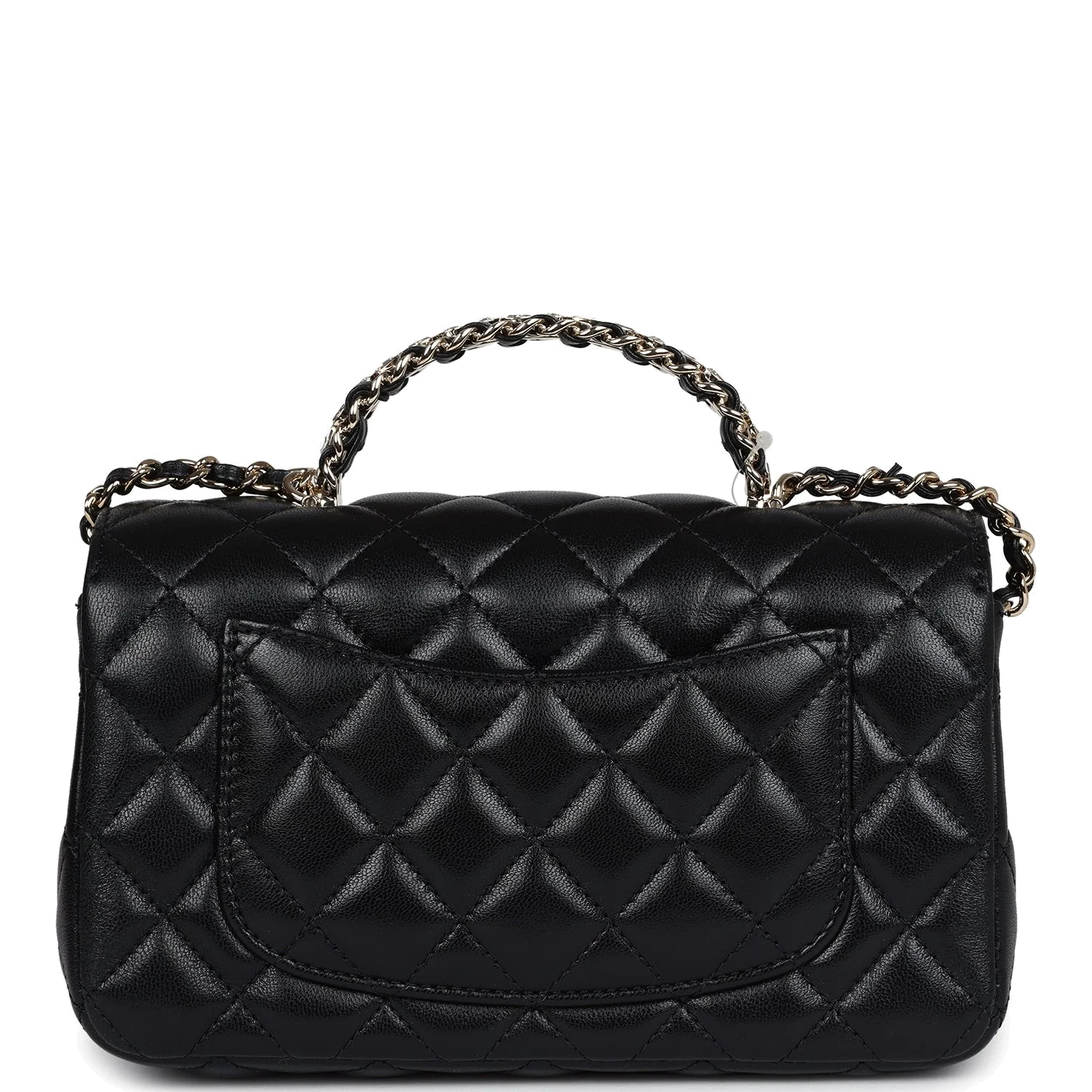 Chanel Mini Rectangular Crystal Top Handle Flap Bag Black Lambskin — фото 5