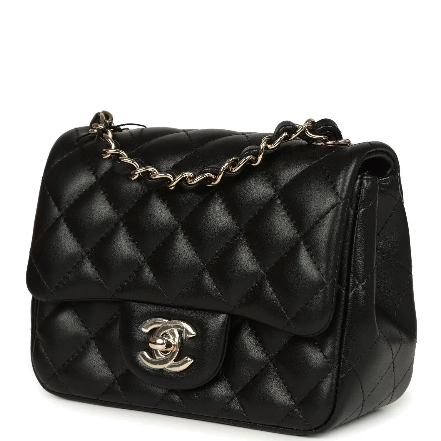 Chanel Mini Classic Square Flap Bag Black Lambskin — фото 6
