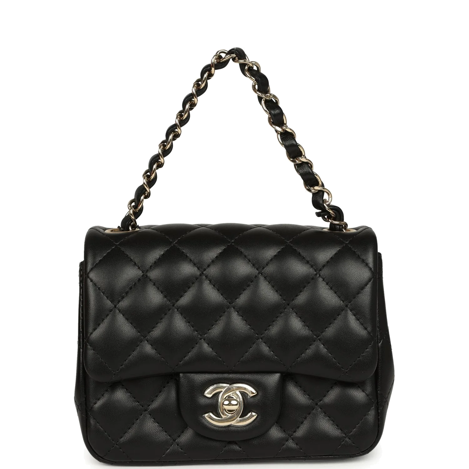 Chanel Mini Classic Square Flap Bag Black Lambskin — фото 8