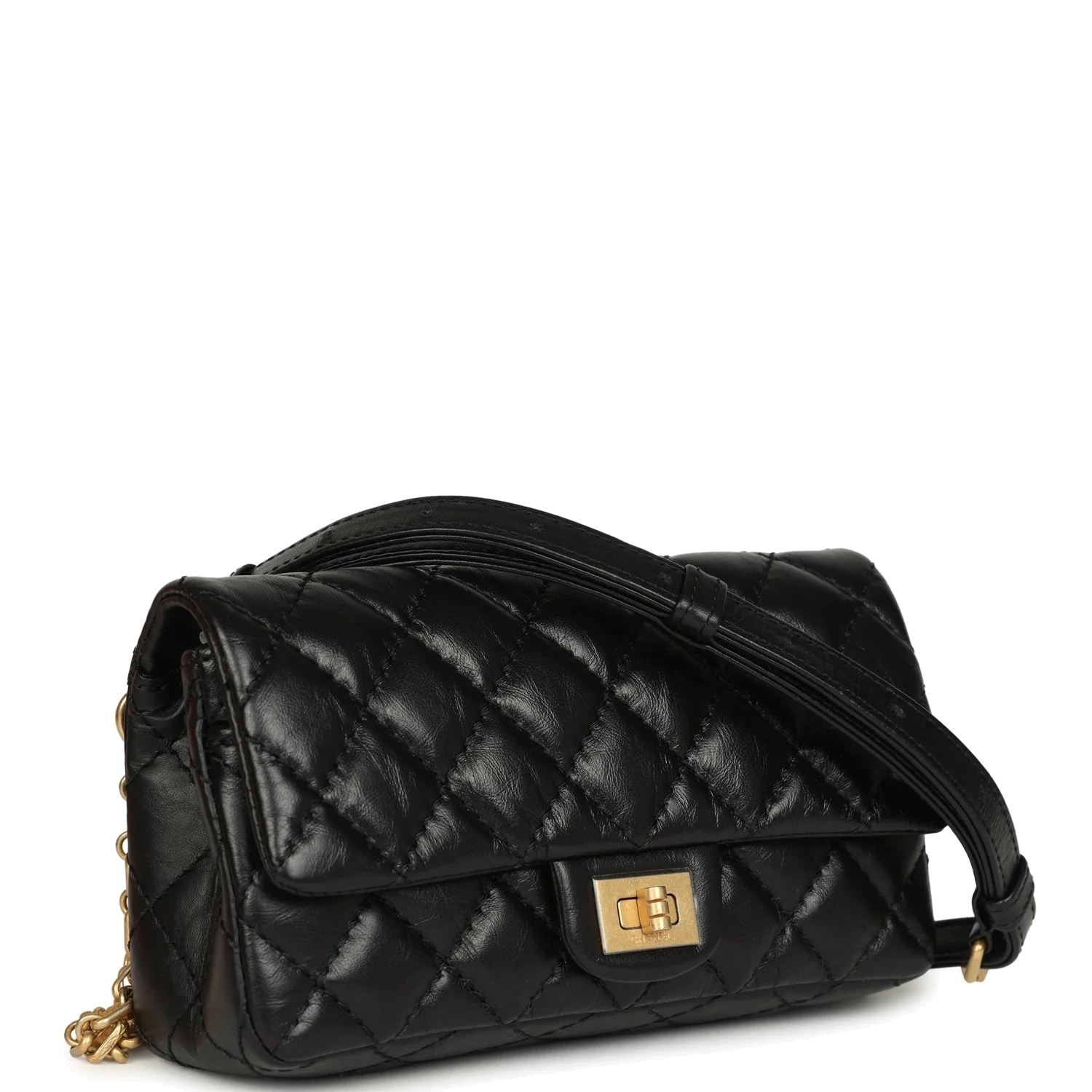 Chanel Mini Reissue Belt Bag Black Crumpled Aged Calfskin — фото 3