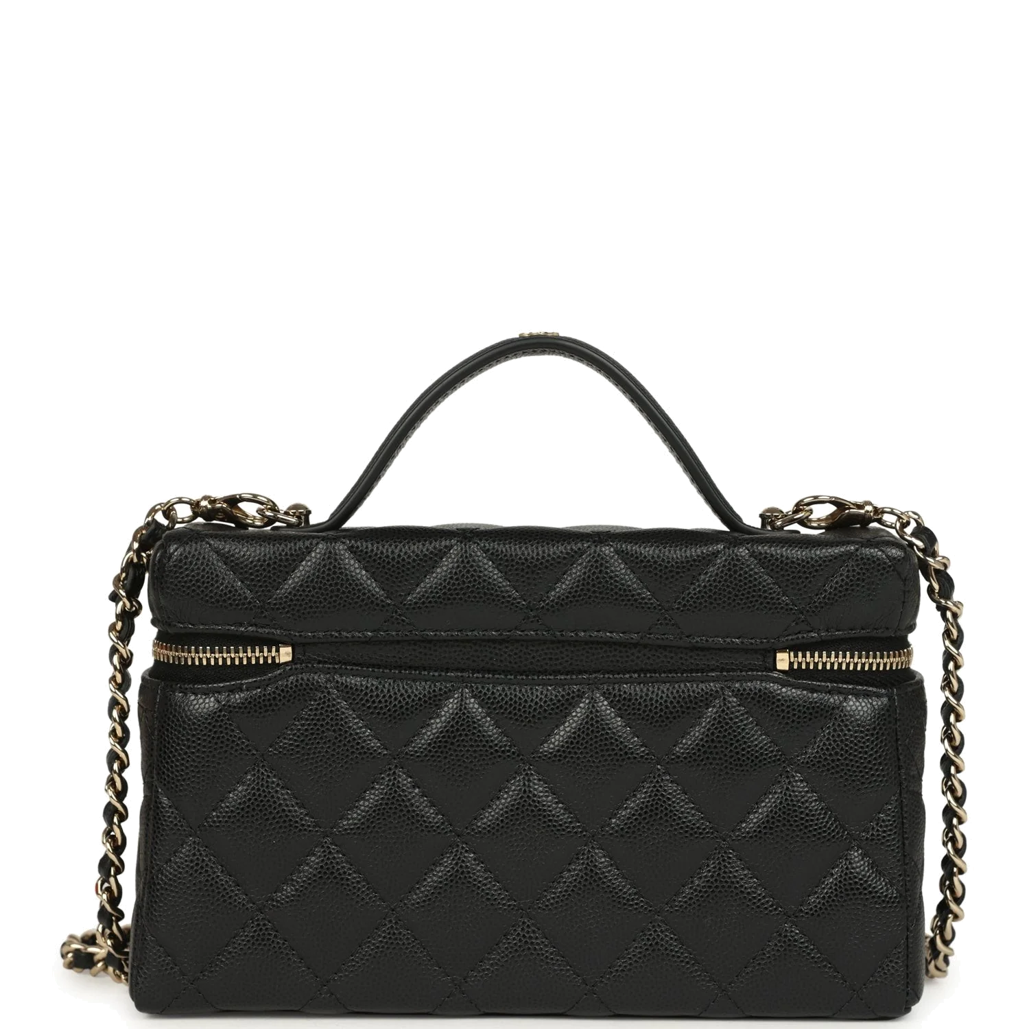 Chanel Top Handle Long Vanity Case with Chain Black Shiny Caviar — фото 5