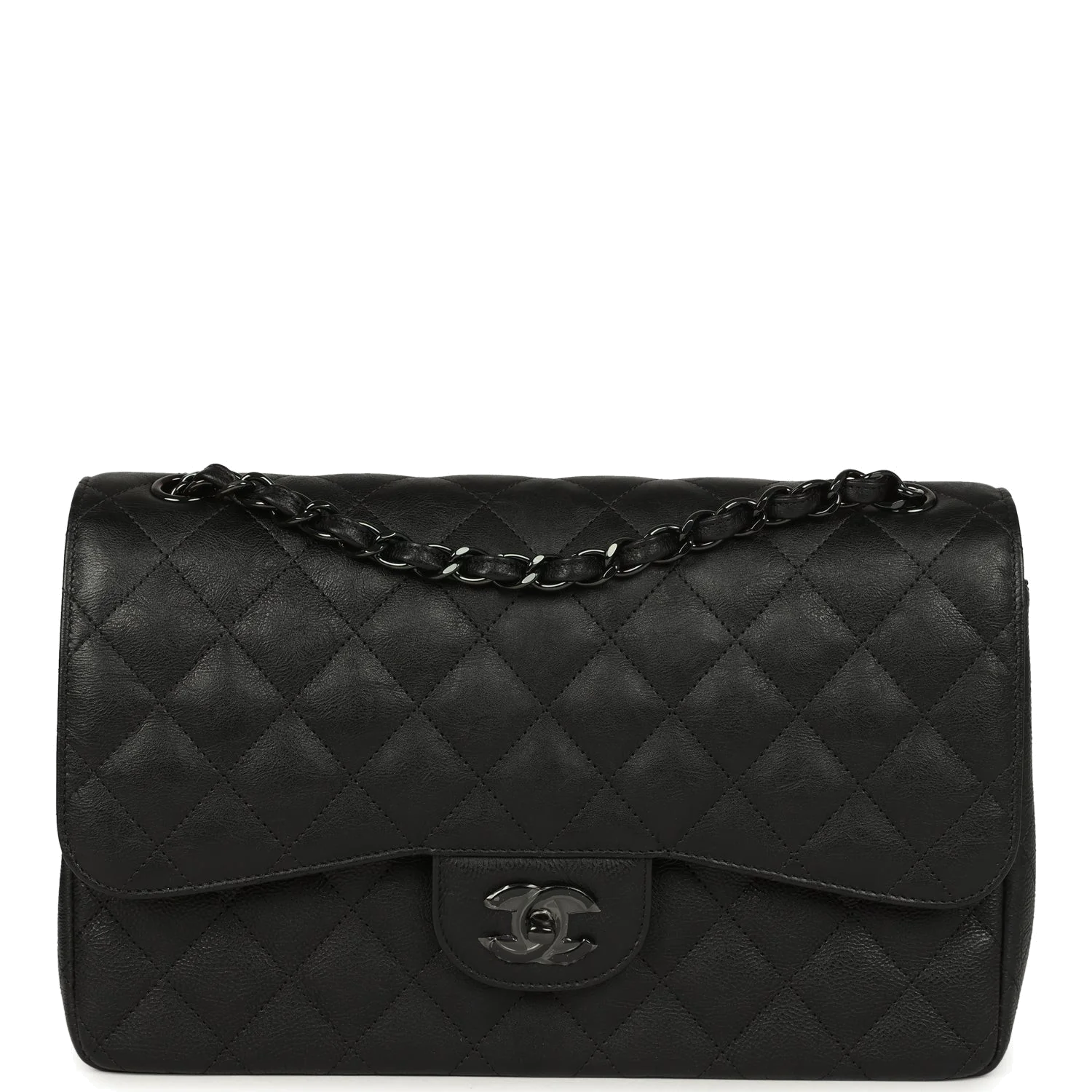 Chanel Jumbo Classic Double Flap Bag So Black Crumpled Calfskin — фото 2