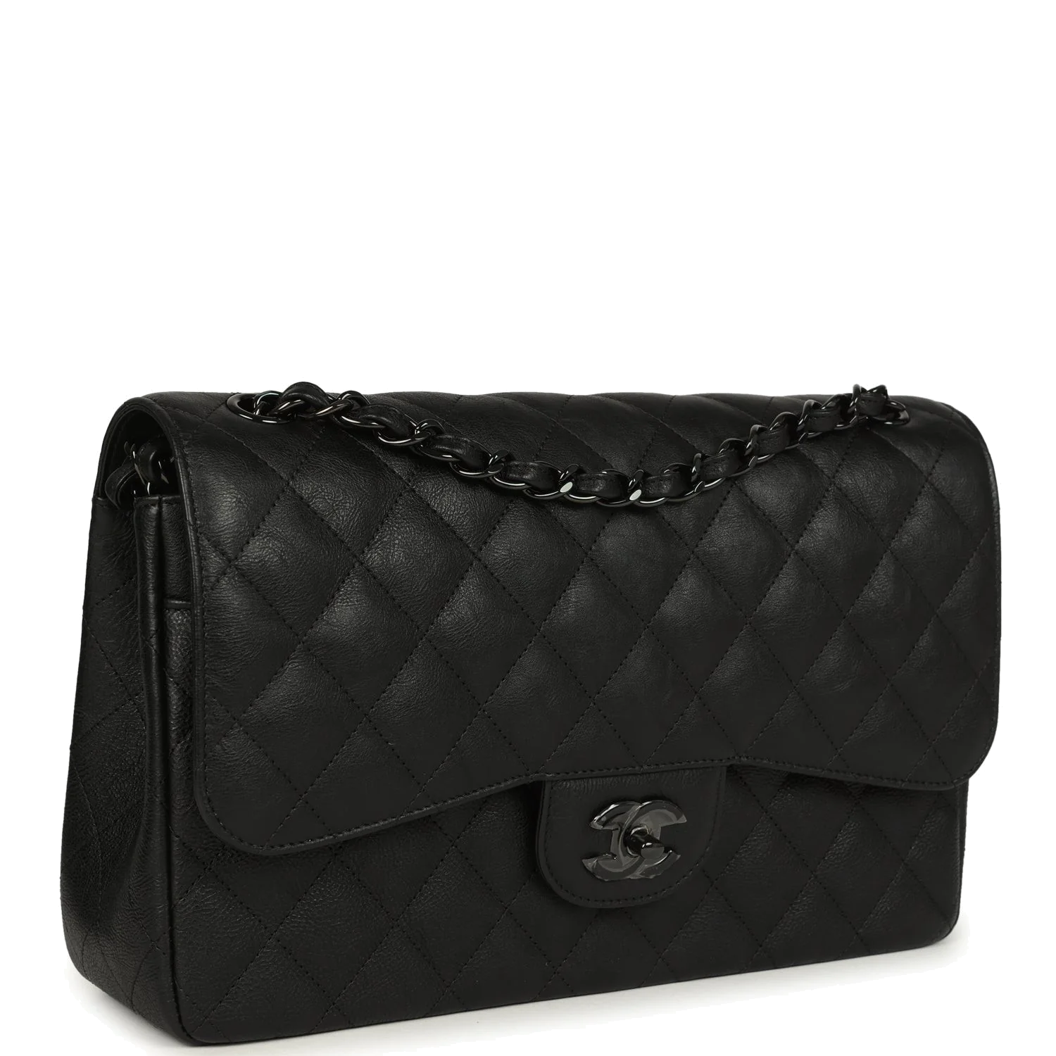 Chanel Jumbo Classic Double Flap Bag So Black Crumpled Calfskin — фото 3