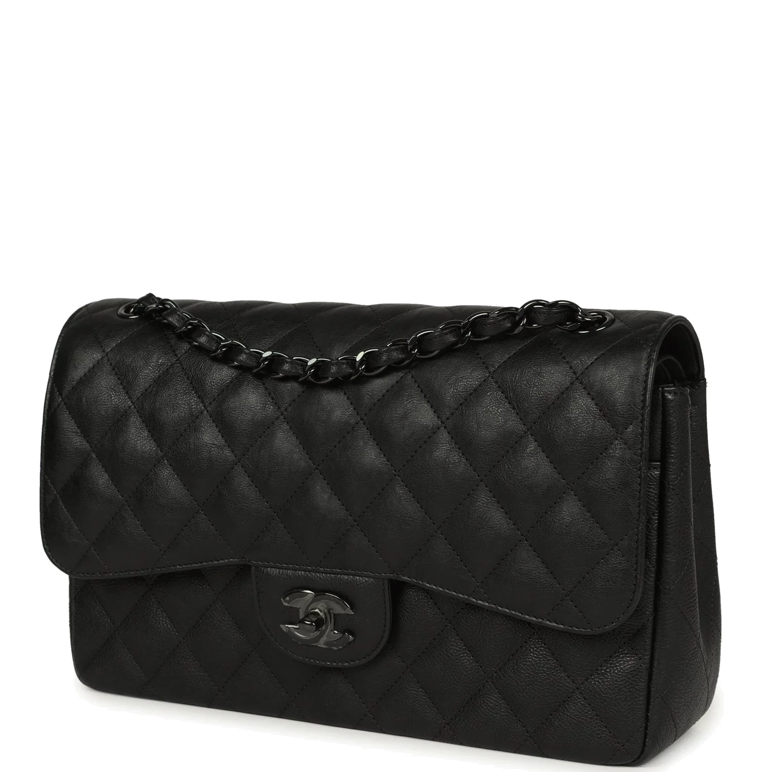 Chanel Jumbo Classic Double Flap Bag So Black Crumpled Calfskin — фото 6