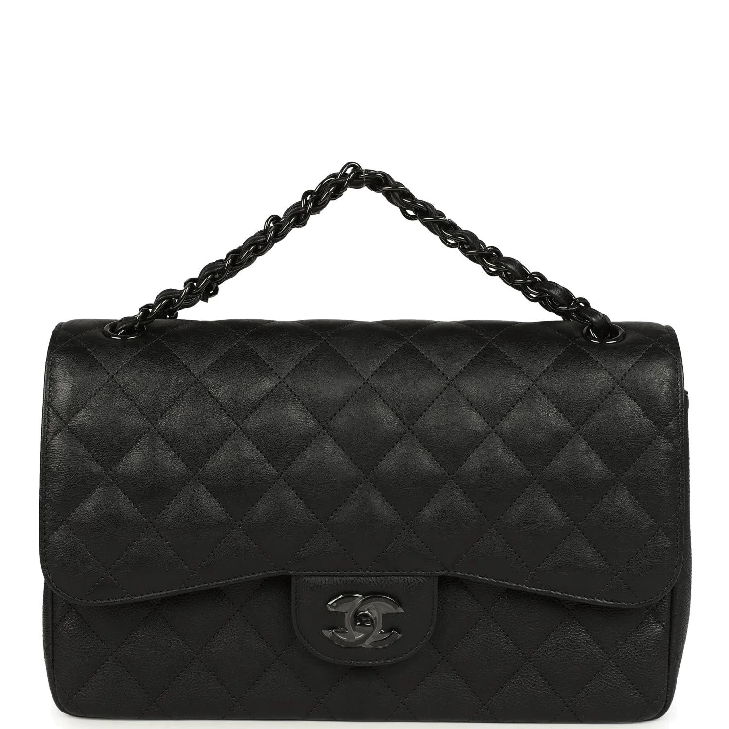 Chanel Jumbo Classic Double Flap Bag So Black Crumpled Calfskin — фото 8