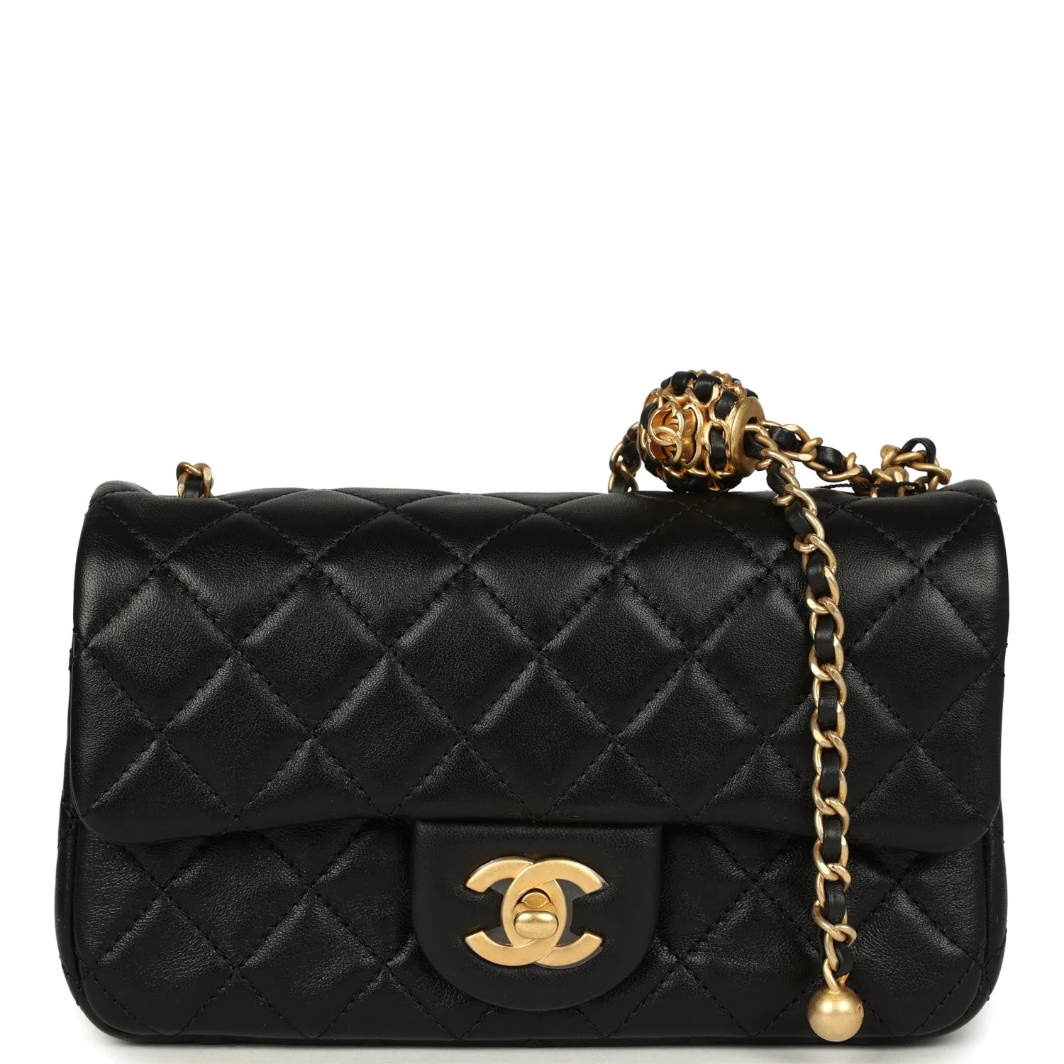 Chanel Mini Pearl Crush Rectangular Flap Bag Black Lambskin