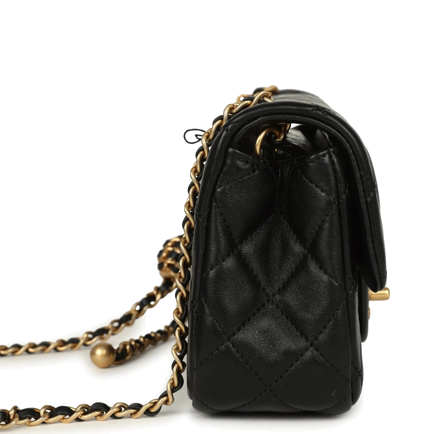 Chanel Mini Pearl Crush Rectangular Flap Bag Black Lambskin — фото 4