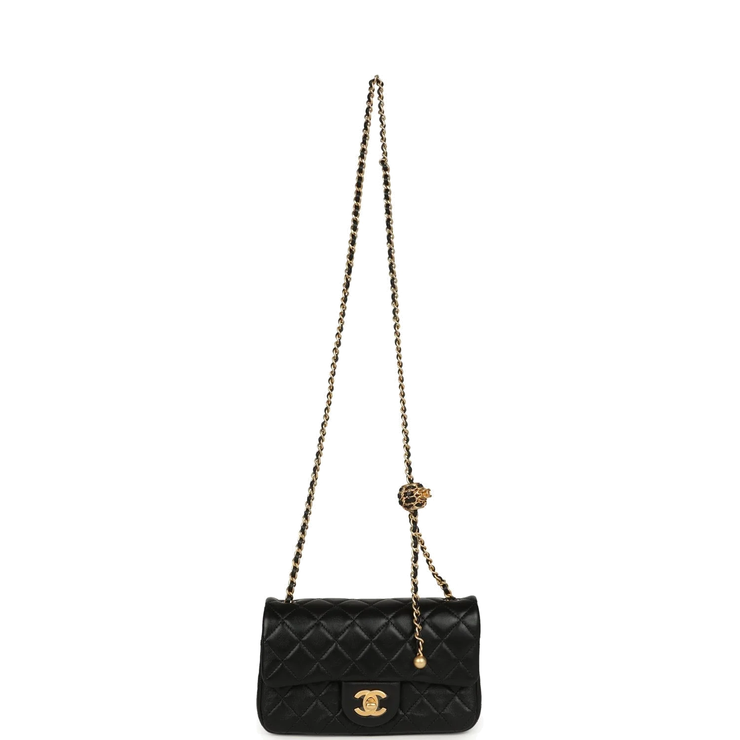 Chanel Mini Pearl Crush Rectangular Flap Bag Black Lambskin — фото 8