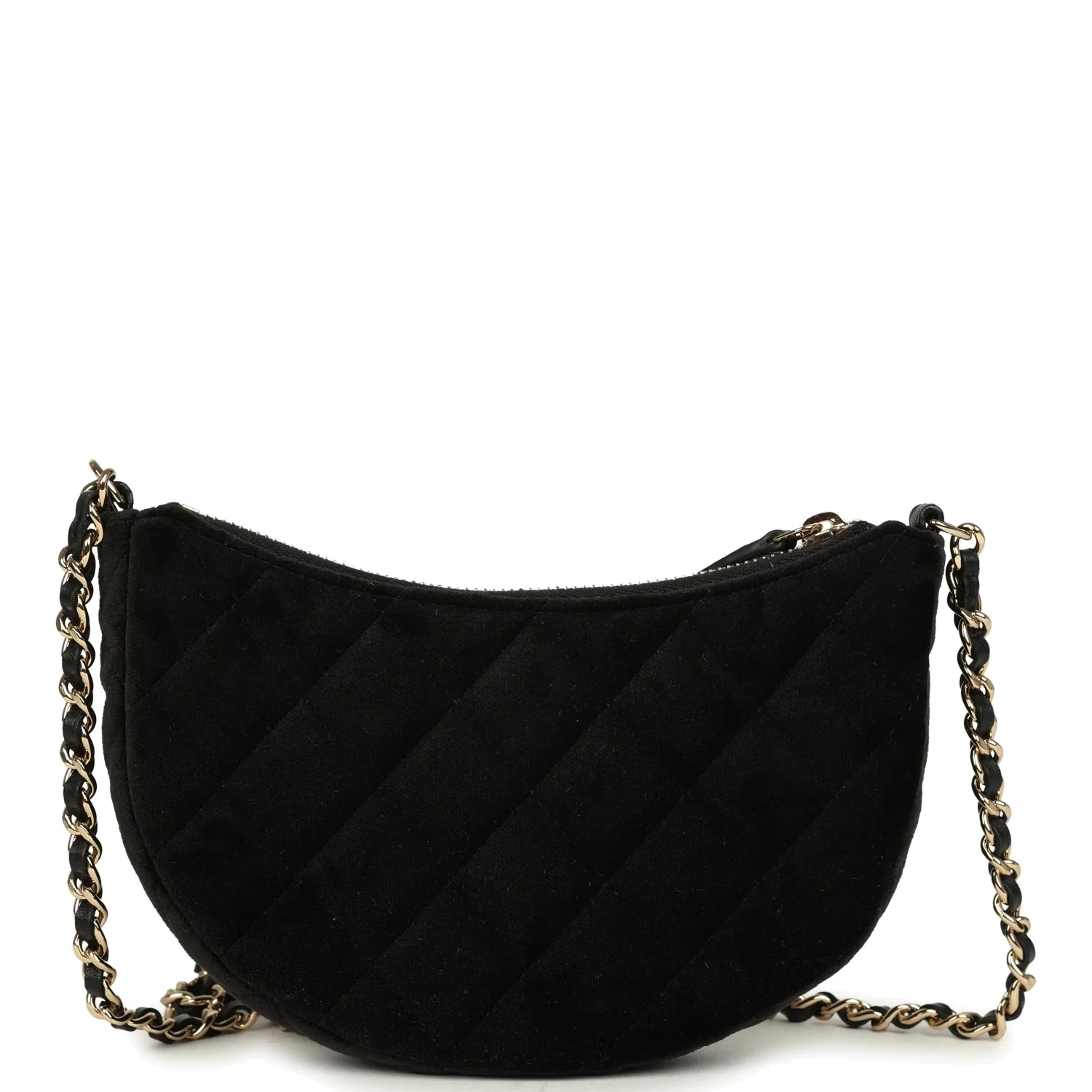 Chanel Crystal CC Hobo Bag with Chain Black Velvet — фото 5