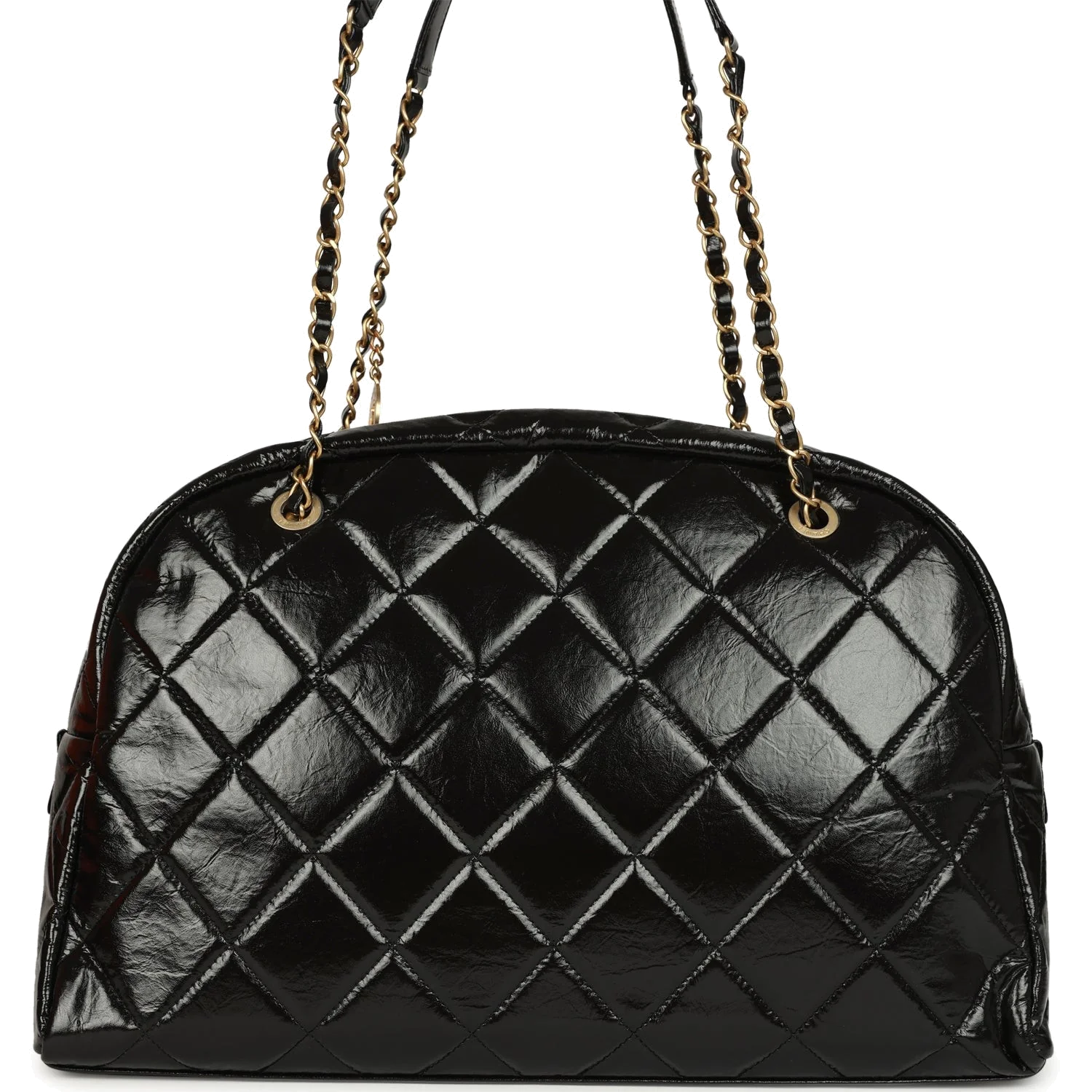 Chanel Maxi Bowling Bag Black Shiny Crumpled Calfskin — фото 5