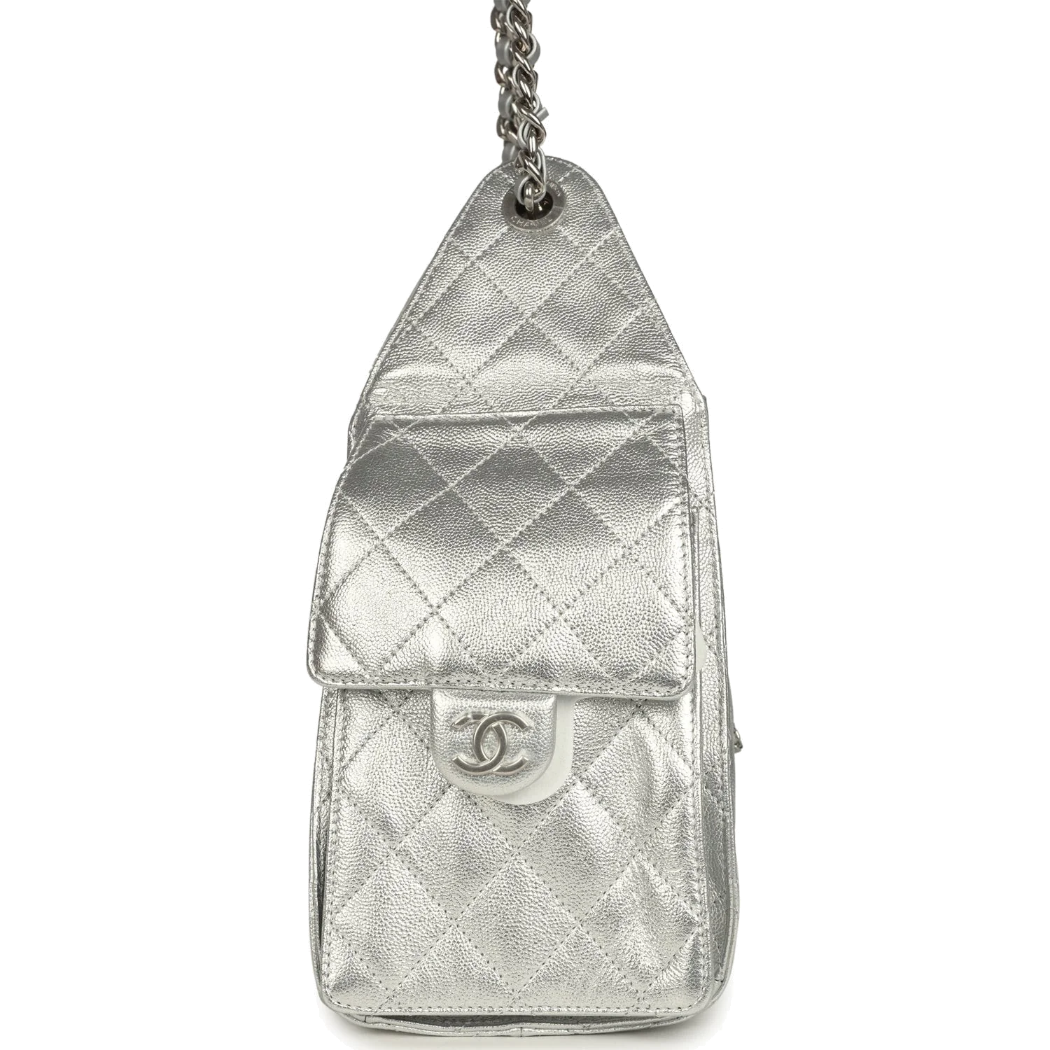Chanel Small 25 Hobo Bag Metallic Silver Caviar — фото 4