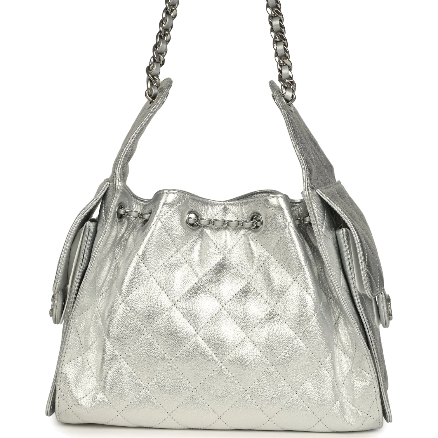 Chanel Small 25 Hobo Bag Metallic Silver Caviar — фото 5