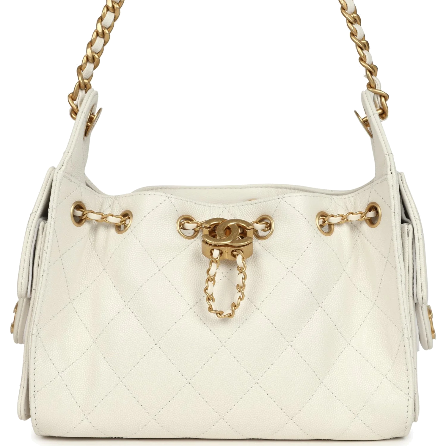 Chanel Mini 25 Hobo Bag White Caviar — фото 2
