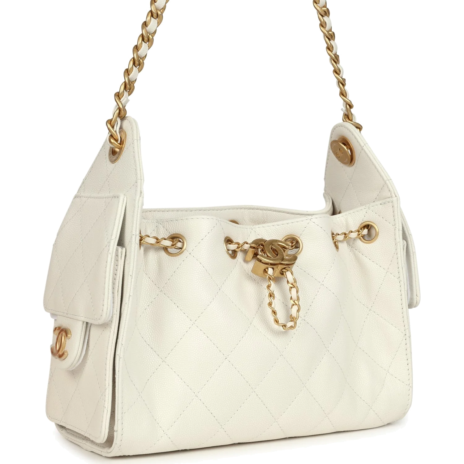 Chanel Mini 25 Hobo Bag White Caviar — фото 3
