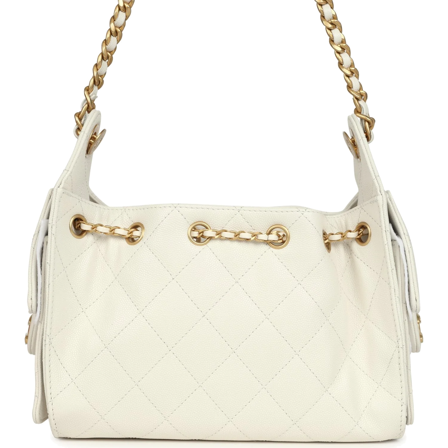 Chanel Mini 25 Hobo Bag White Caviar — фото 5