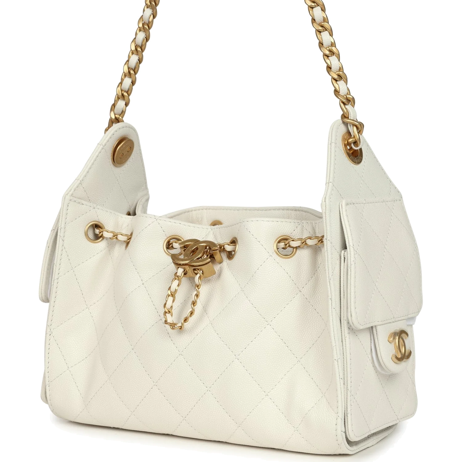 Chanel Mini 25 Hobo Bag White Caviar — фото 6
