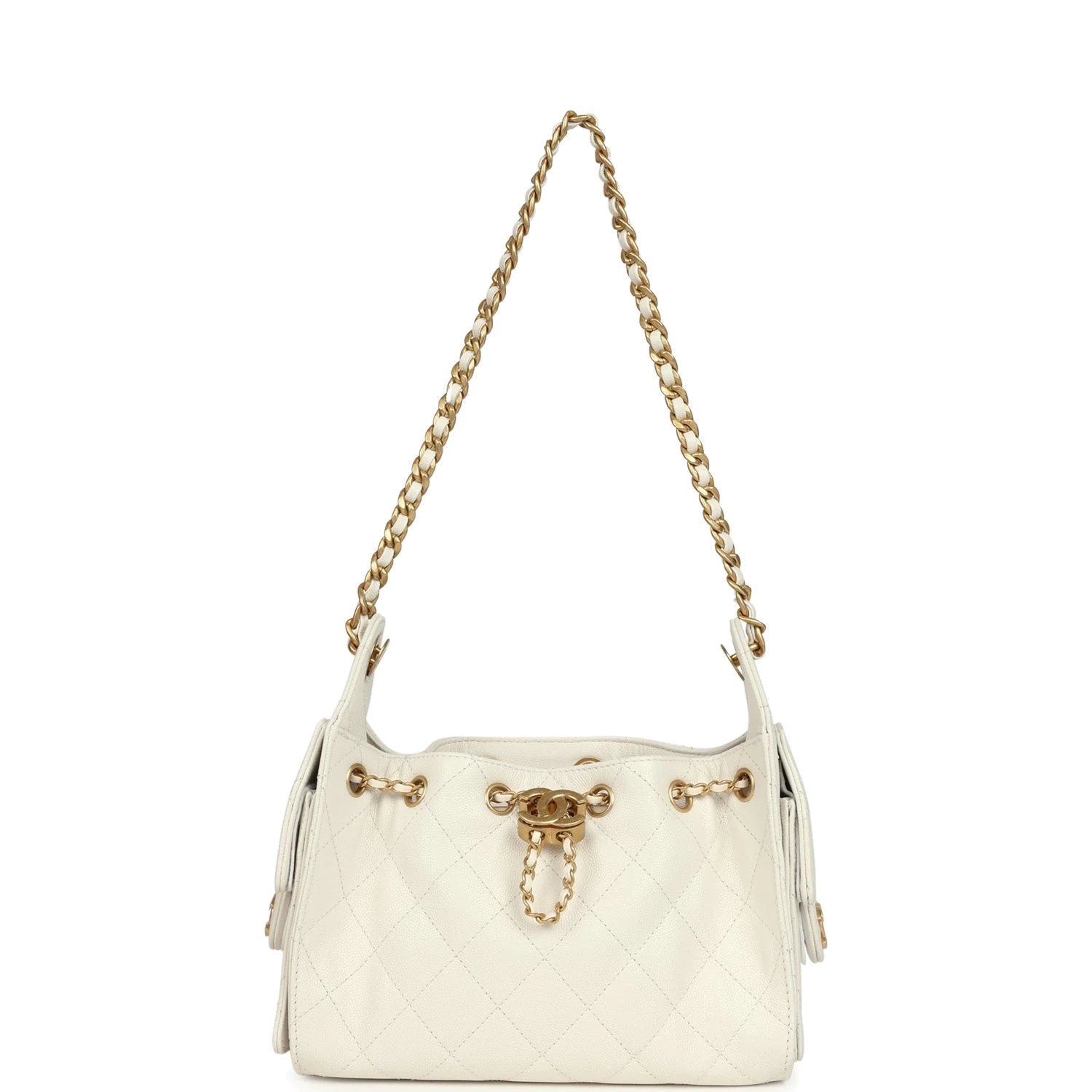 Chanel Mini 25 Hobo Bag White Caviar — фото 8