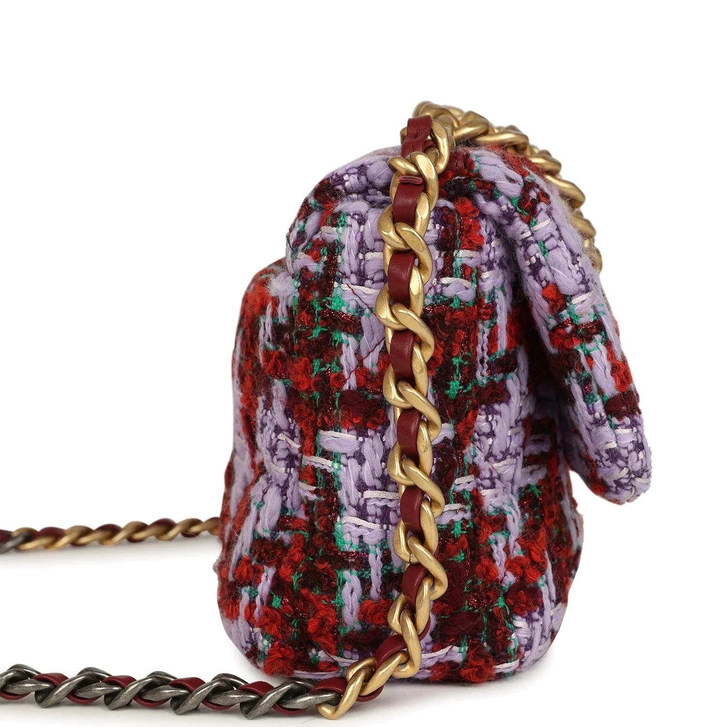 Chanel Medium 19 Flap Bag Burgundy, Purple, Red Tweed — фото 4