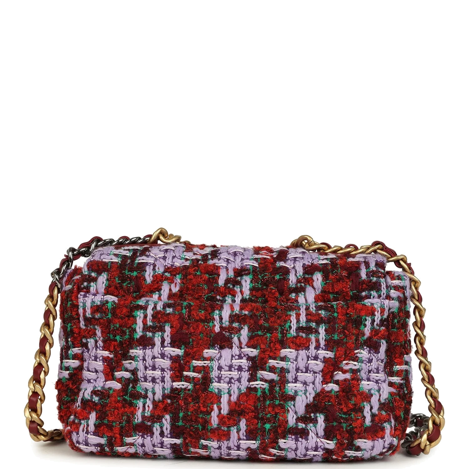 Chanel Medium 19 Flap Bag Burgundy, Purple, Red Tweed — фото 5