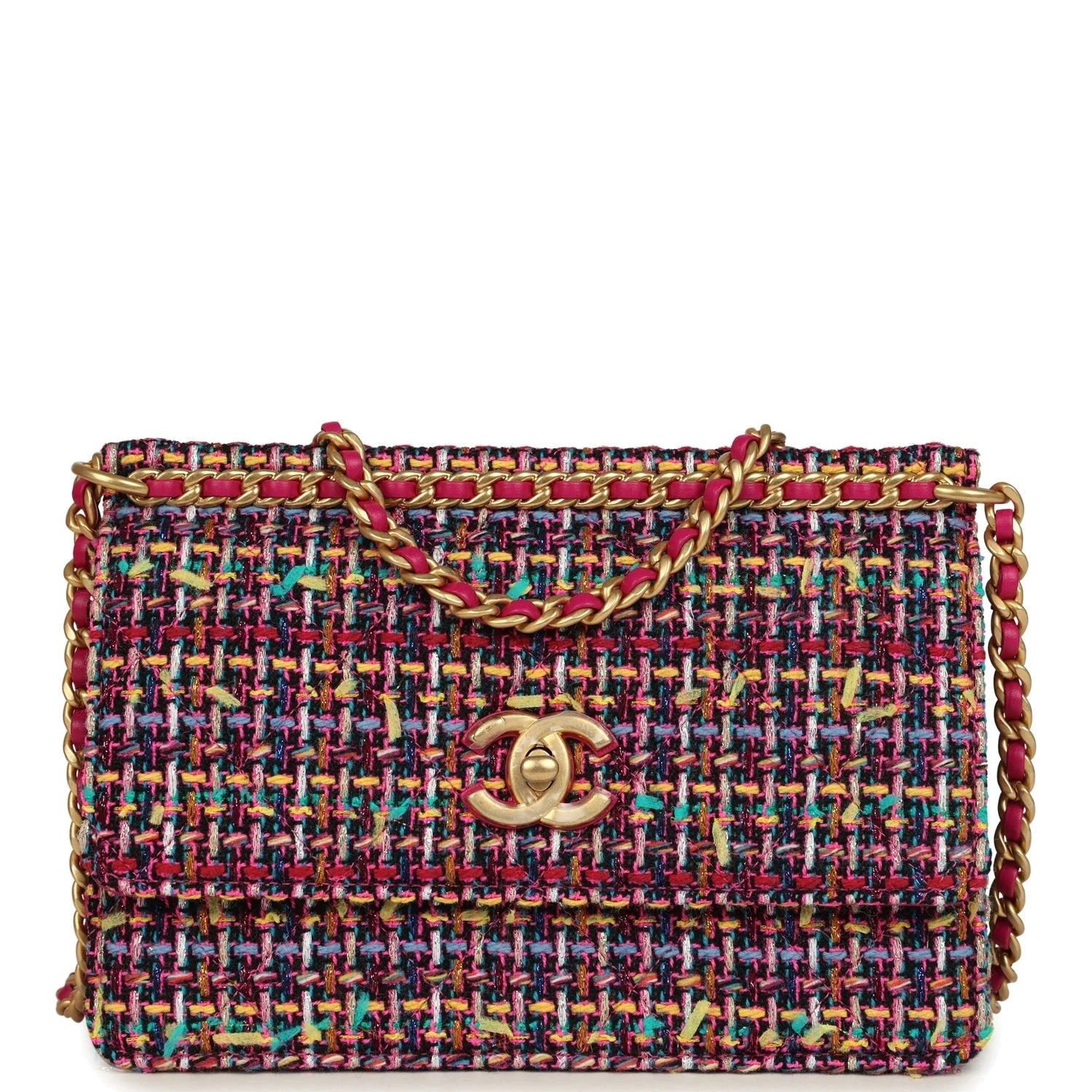 Chanel Mini Flap Bag Pink Multicolored Tweed