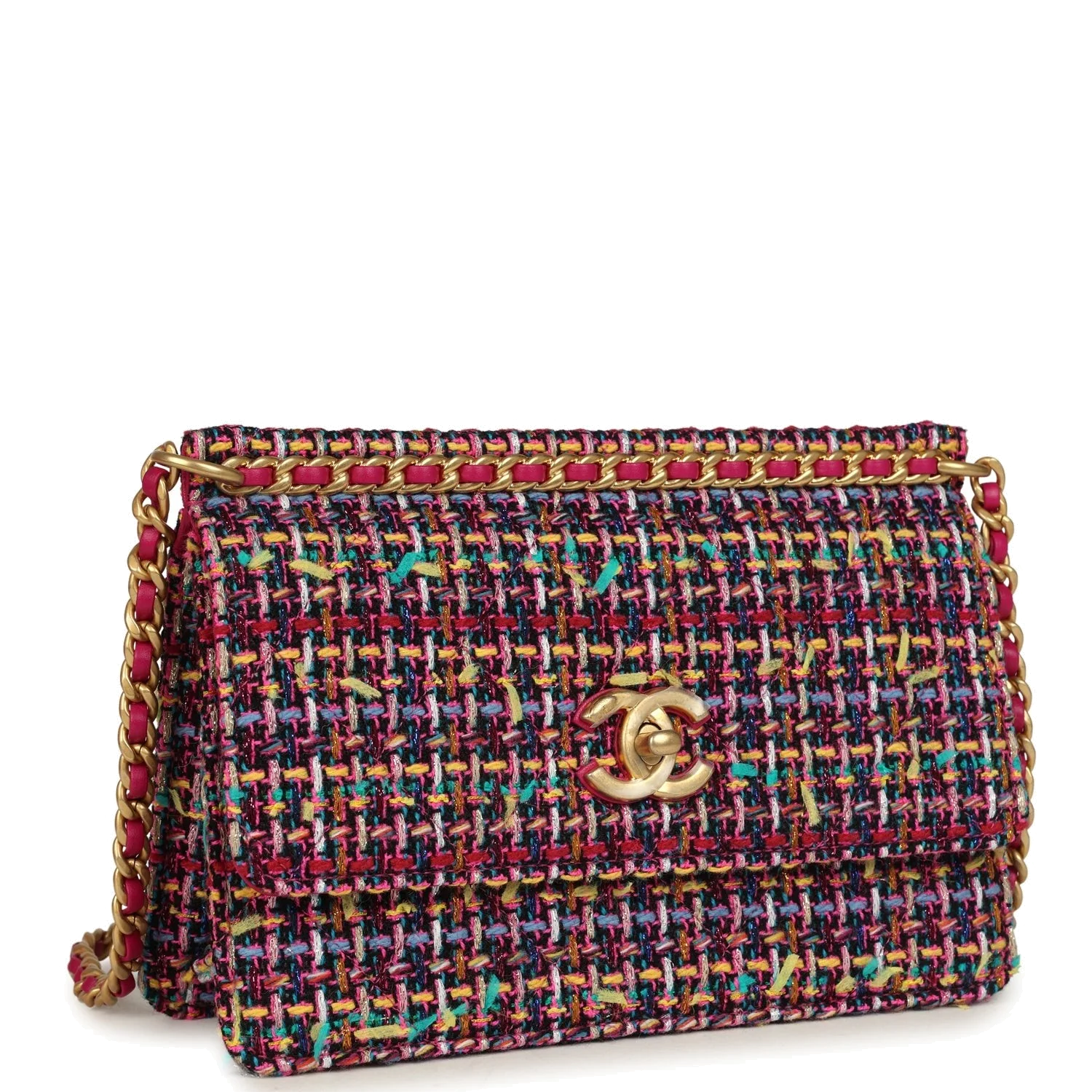 Chanel Mini Flap Bag Pink Multicolored Tweed — фото 3