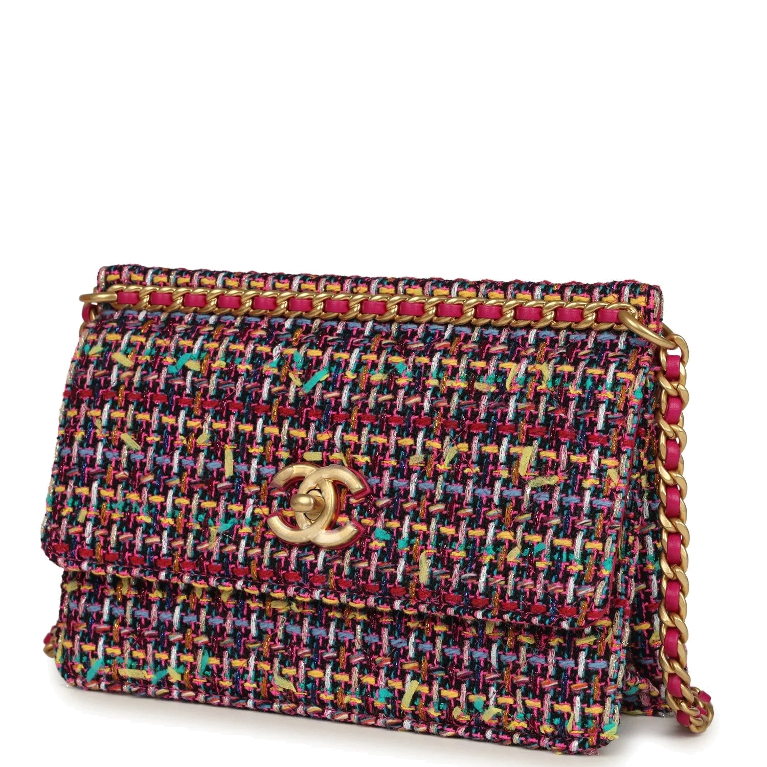 Chanel Mini Flap Bag Pink Multicolored Tweed — фото 5