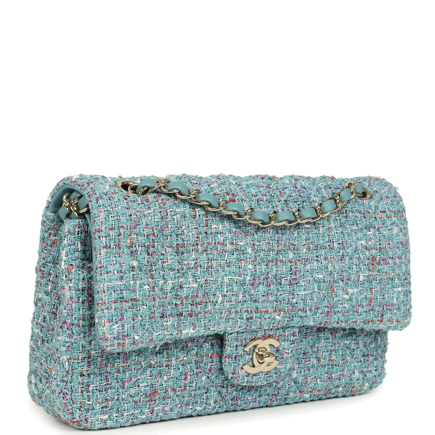 Chanel Medium Classic Double Flap Bag Blue Multi Tweed — фото 3
