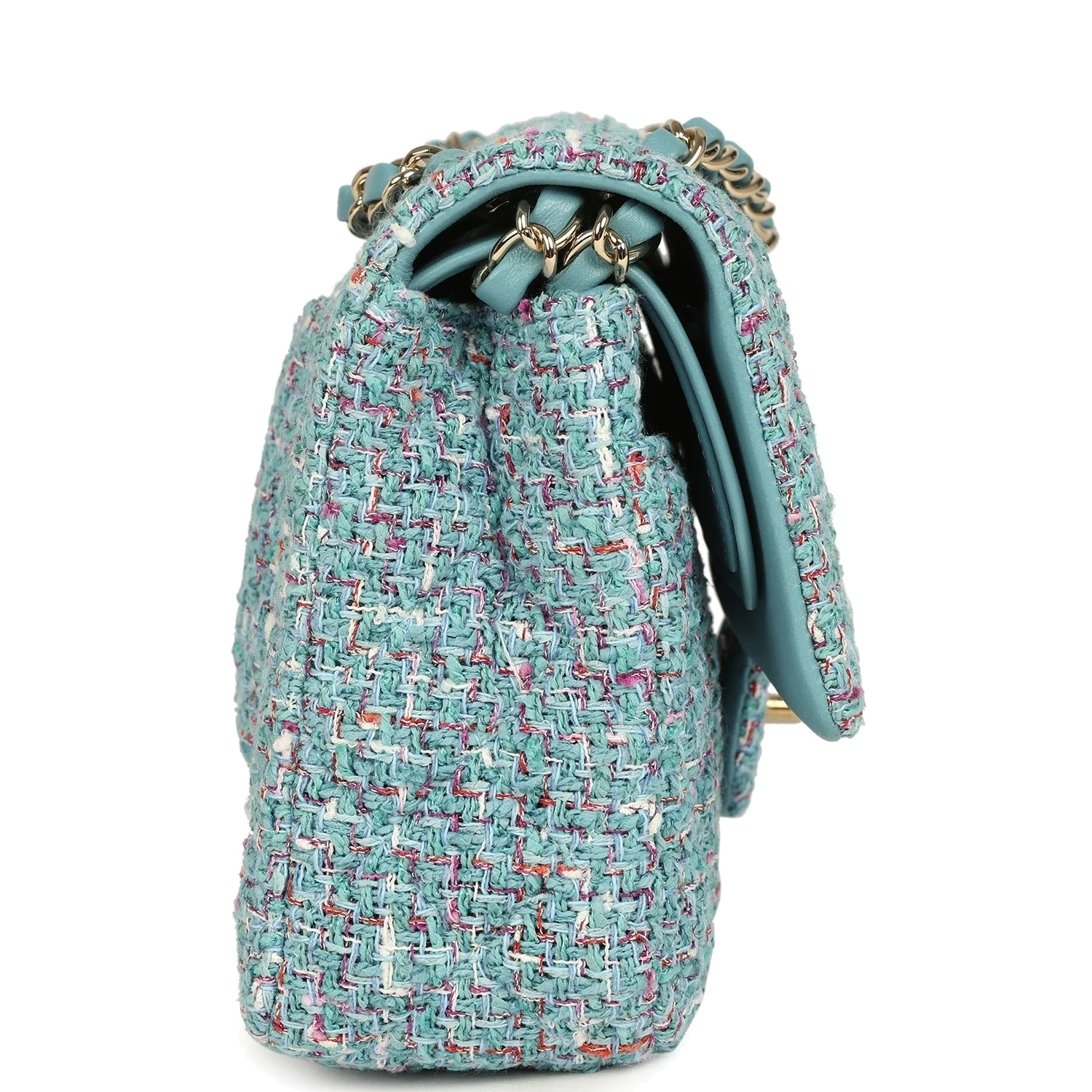 Chanel Medium Classic Double Flap Bag Blue Multi Tweed — фото 4