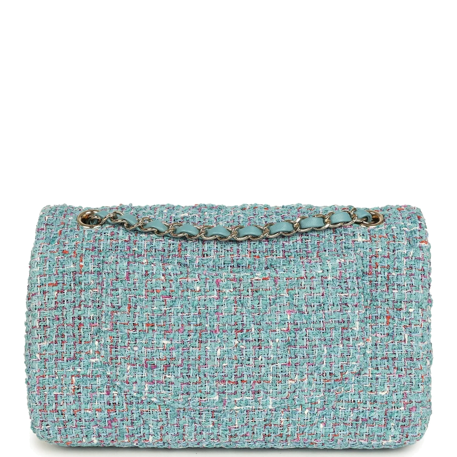 Chanel Medium Classic Double Flap Bag Blue Multi Tweed — фото 5