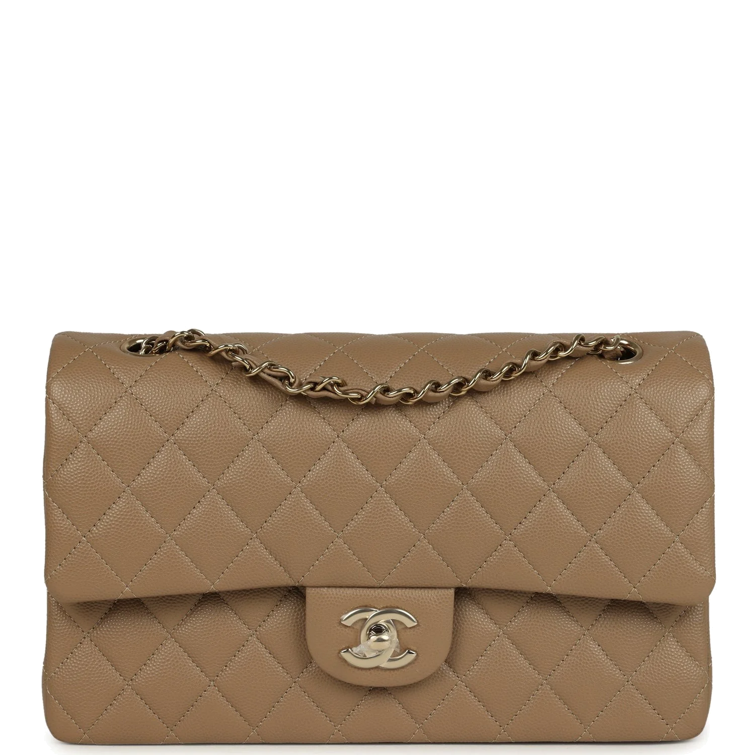 Chanel Medium Classic Double Flap Bag Light Brown Caviar — фото 2