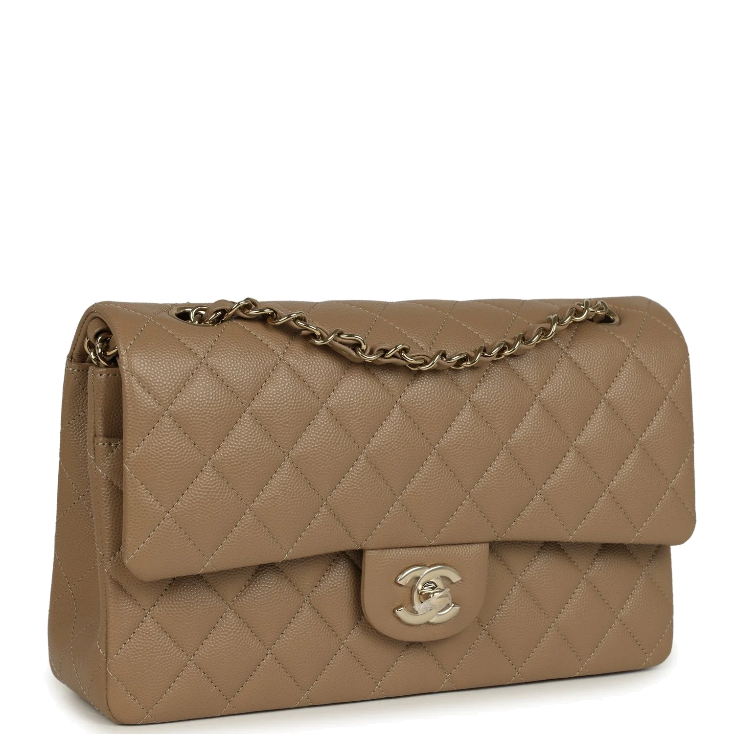 Chanel Medium Classic Double Flap Bag Light Brown Caviar — фото 3