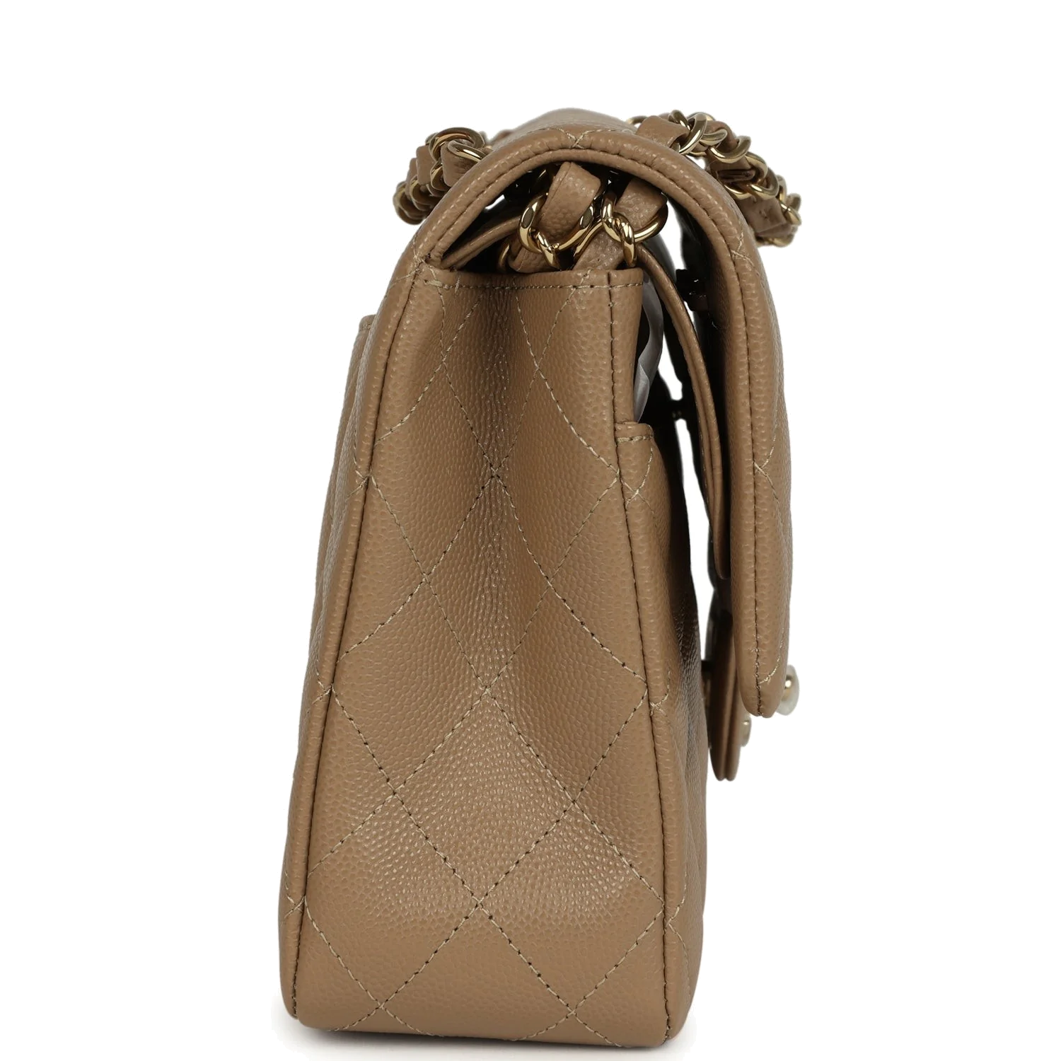 Chanel Medium Classic Double Flap Bag Light Brown Caviar — фото 4
