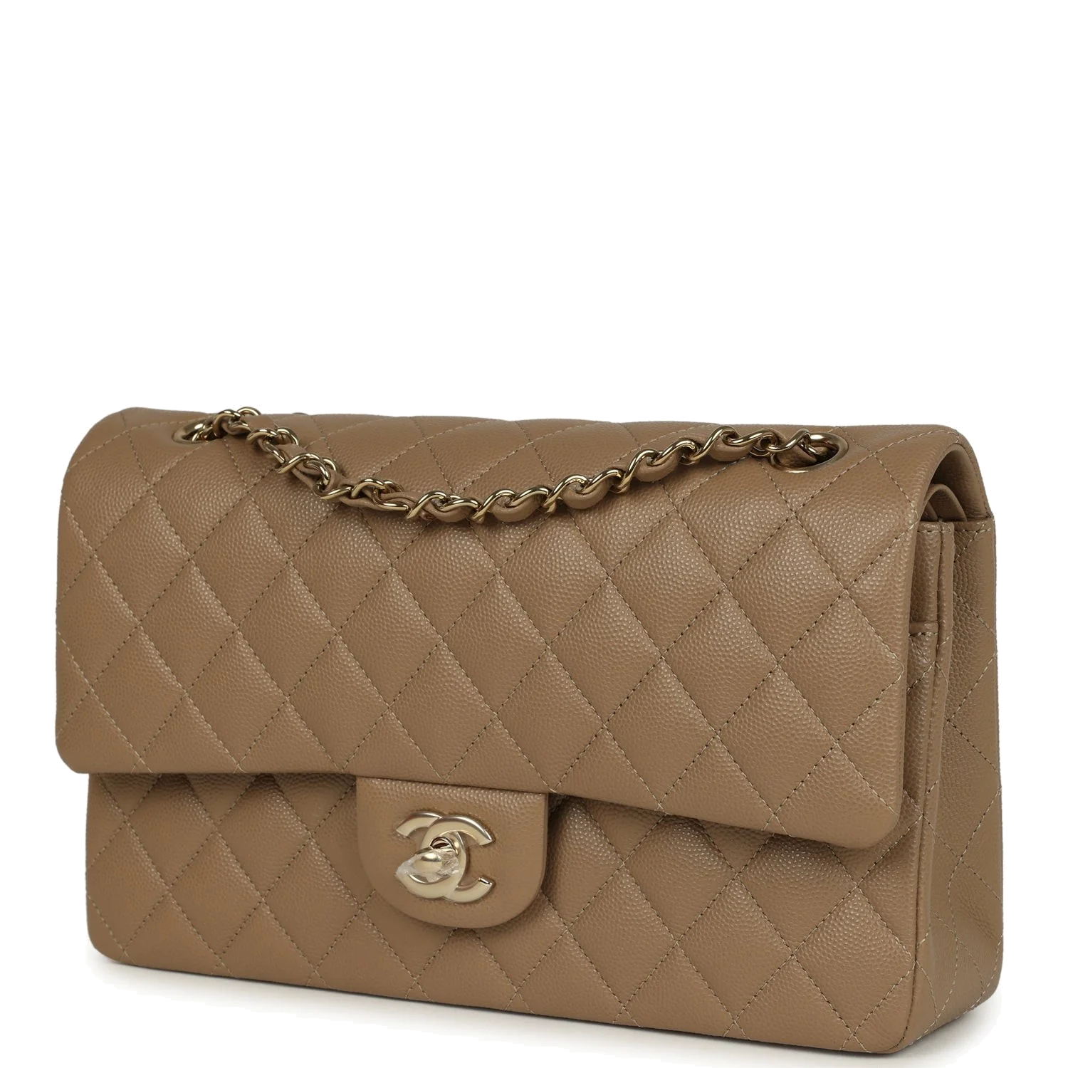 Chanel Medium Classic Double Flap Bag Light Brown Caviar — фото 6